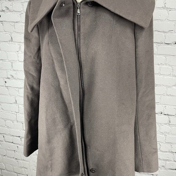 Zara Grey Purple Wool Angora Blend Zipped Snap Lined Long Coat Size Medium M - Picture 9 of 12